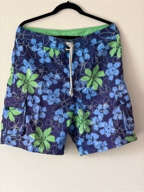 J.Crew Men’s 8 Inch Floral Blue & Green Swim Board Shorts Size 33